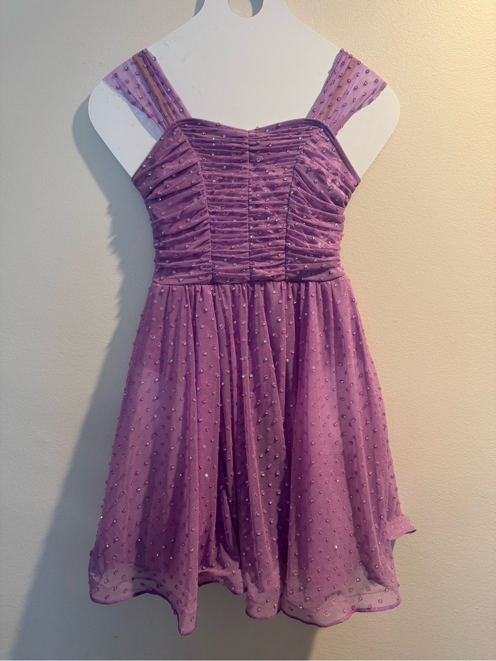 Girls' Lavender dance costume - Sleeveless Ruched Bodice